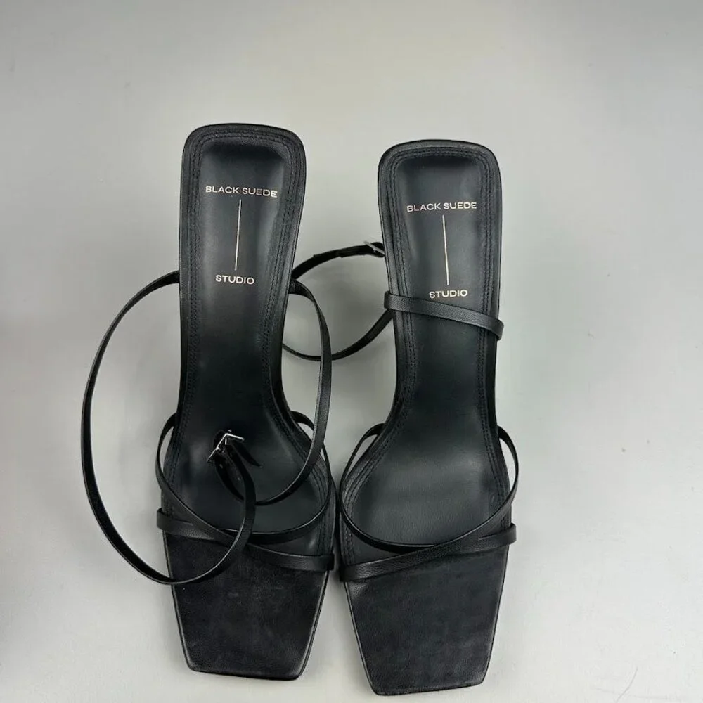 BLACK SUEDE STUDIO Gemma Heel Sandal in Black Nappa - Picture 2 of 7